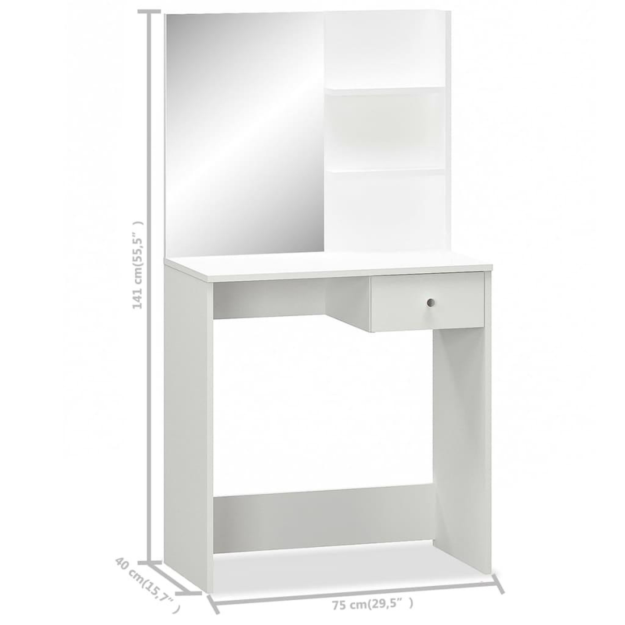 Voir la diapositive 6 : VIDAXL Coiffeuse Bois d'ingenierie 75x40x141 cm Blanc
