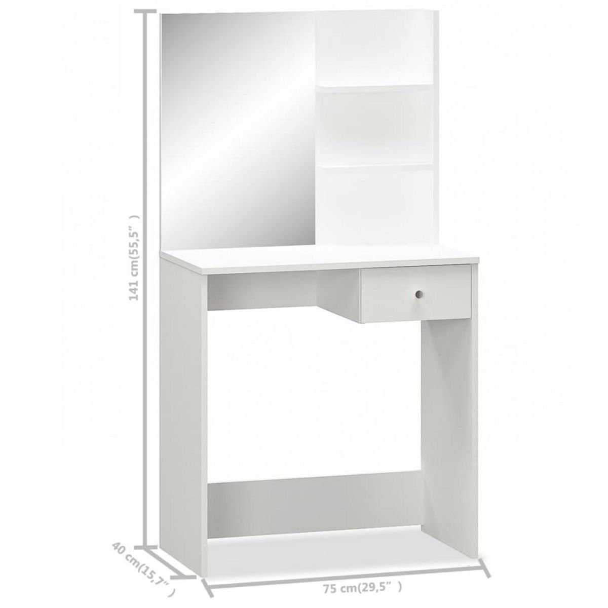 VIDAXL Coiffeuse Bois d'ingenierie 75x40x141 cm Blanc