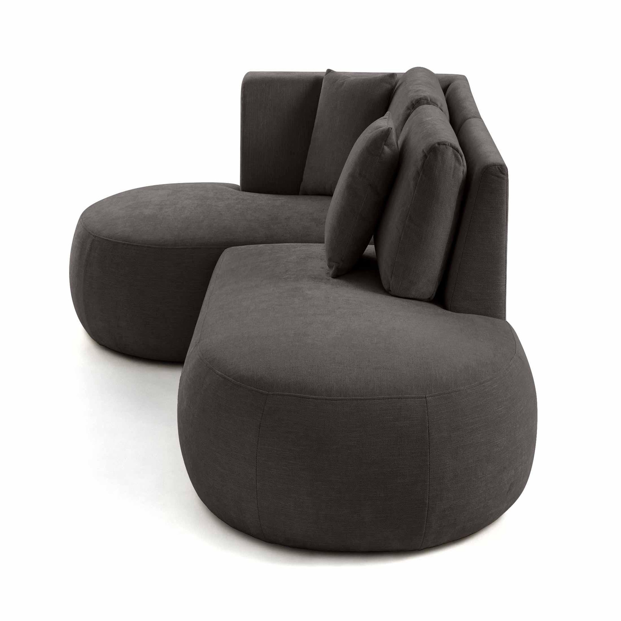 Voir la diapositive 5 : LISA DESIGN Santorini - canapé modulable d'angle gauche + pouf - 4 places - en tissu texturé