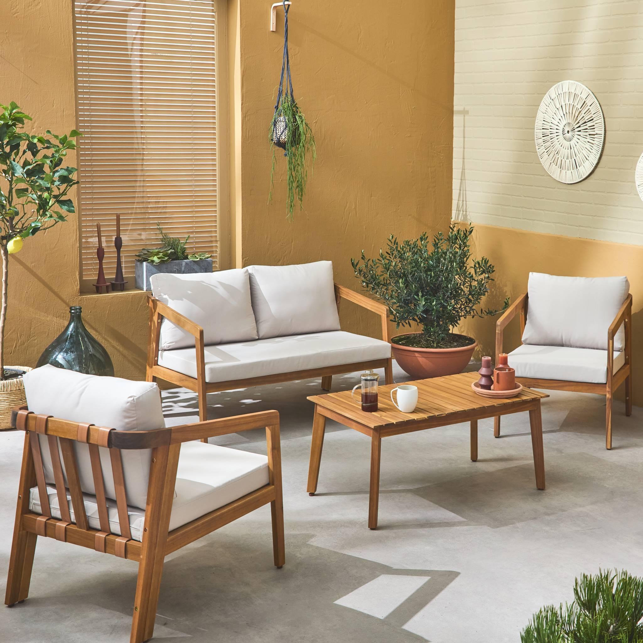 Voir la diapositive 3 : SWEEEK Salon de jardin 4 places bois d'acacia