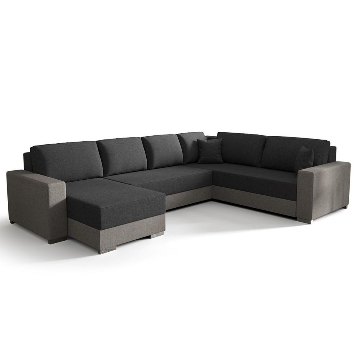 BEST MOBILIER Epona - canapé panoramique d'angle réversible 7 places convertible avec coffre en tissu