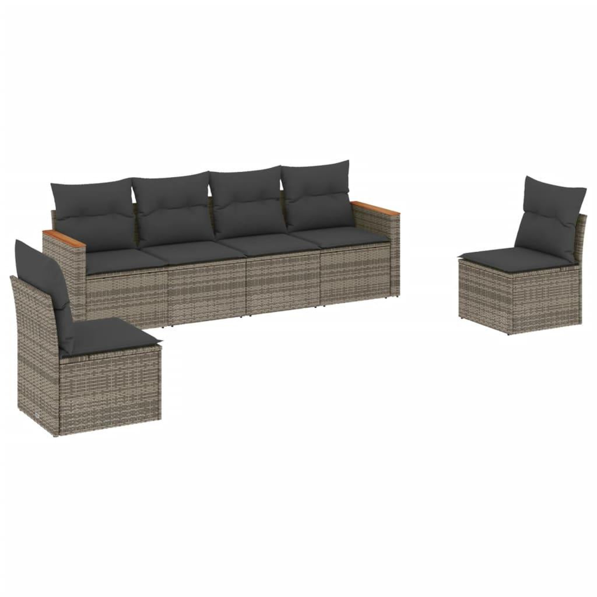 Voir la diapositive 2 : VIDAXL Salon de jardin 6 pcs avec coussins gris resine tressee