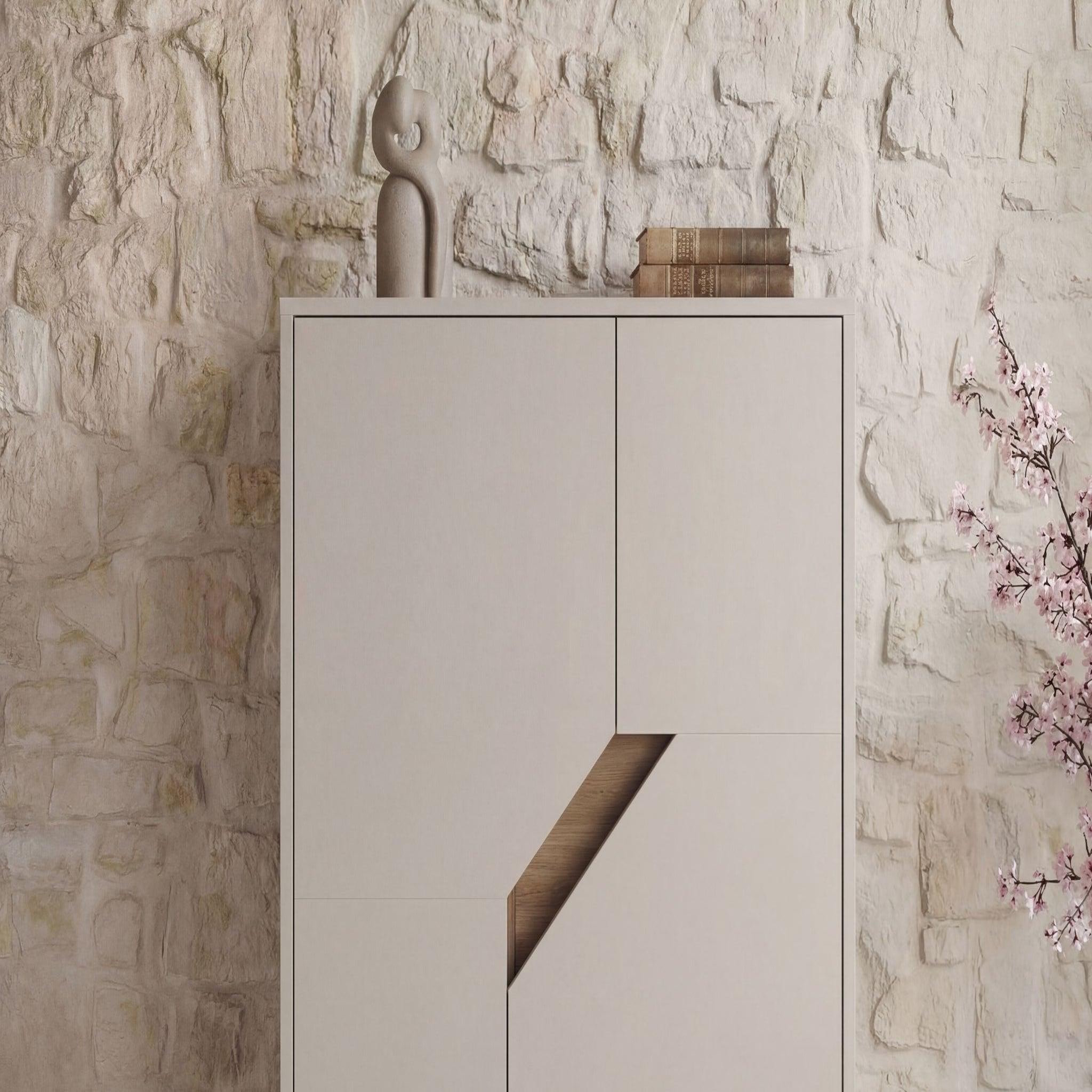 Voir la diapositive 6 : CASANOVA PARIS Dalia - commode 2 tiroirs 85cm en mélamine - beige
