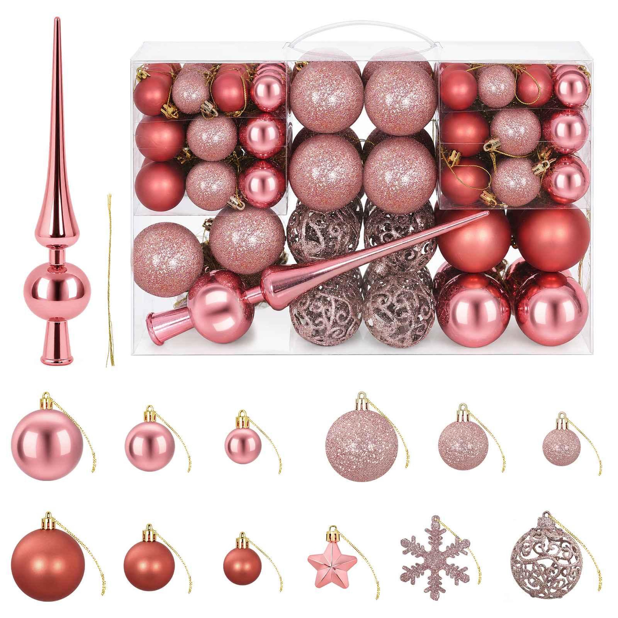 VIDAXL Ensemble de boules de Noël 111 pc Rose et rose clair Diam. 6 cm
