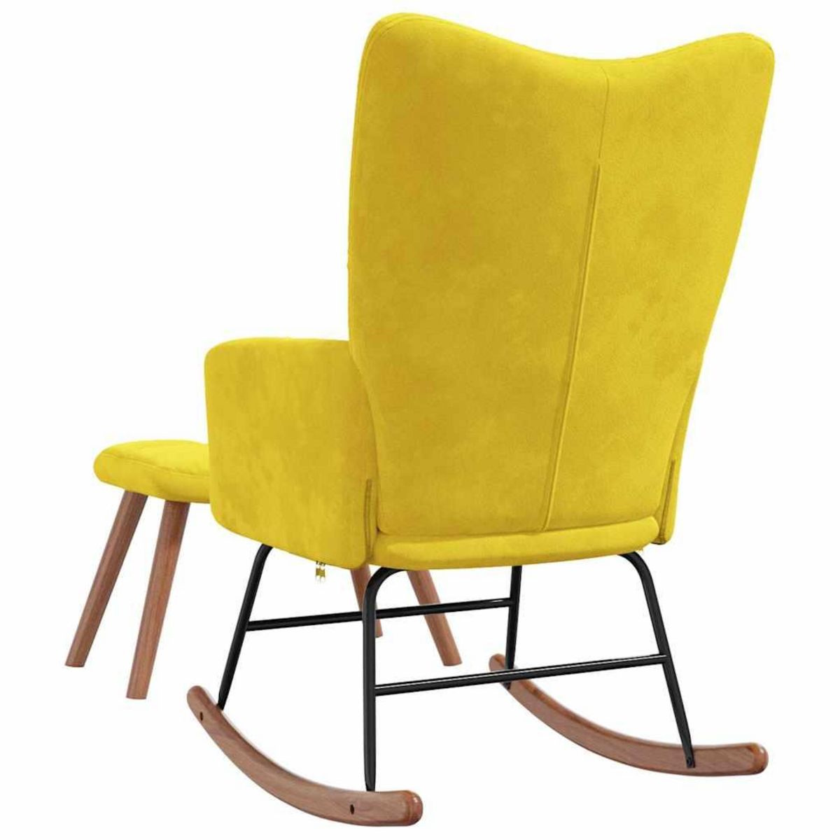 VIDAXL Chaise a bascule avec repose-pied Jaune moutarde Velours