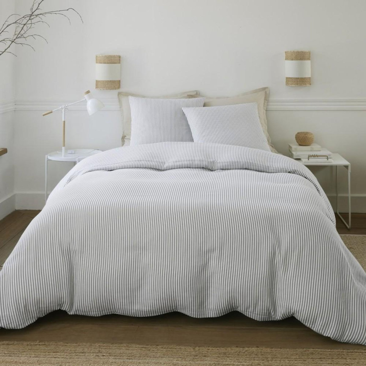 ATELIER DU COTON Housse de couette 240x220cm + 2 taies d'oreiller imprimées 100% gaze de coton