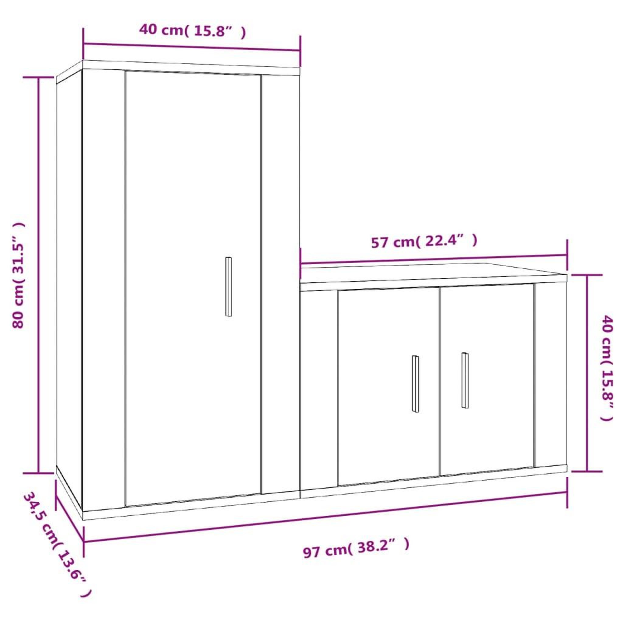 Voir la diapositive 6 : VIDAXL Ensemble de meubles TV 2 pcs noir bois d'ingenierie