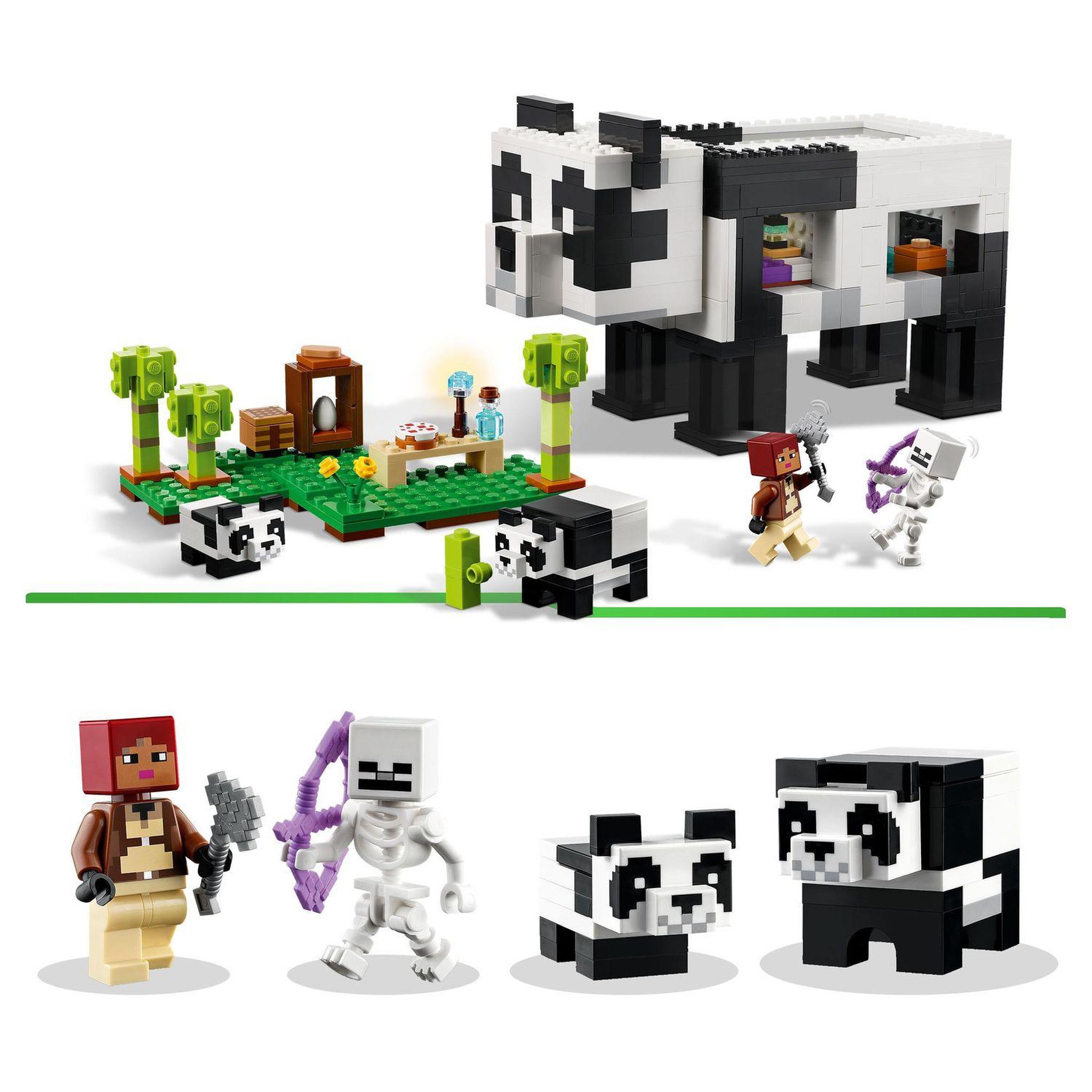 Voir la diapositive 6 : LEGO Minecraft 21245 Le refuge panda, Jouet de Maison Amovible, avec Figurines Animaux et Squelette