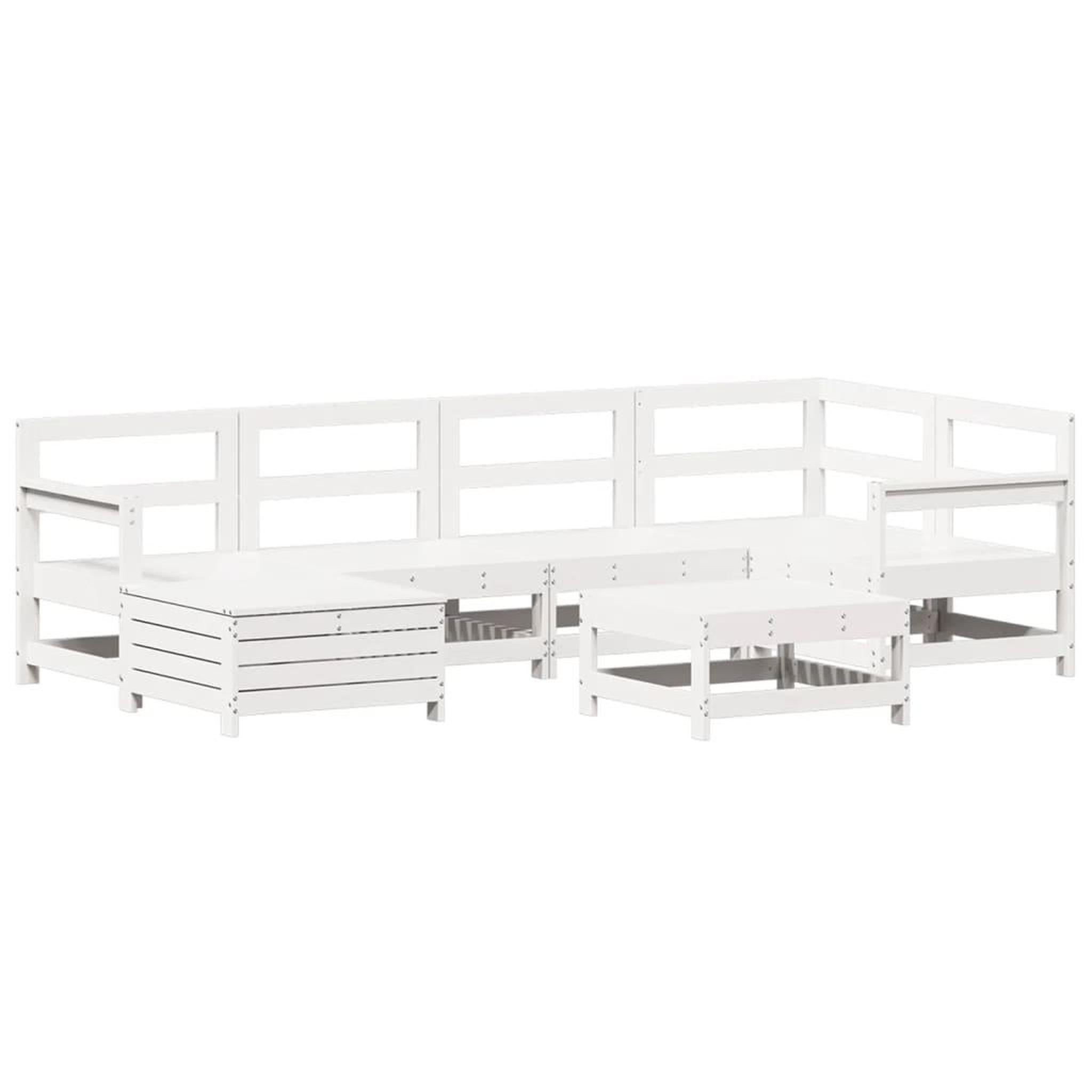 Voir la diapositive 2 : VIDAXL Salon de jardin 7 pcs blanc bois de pin massif