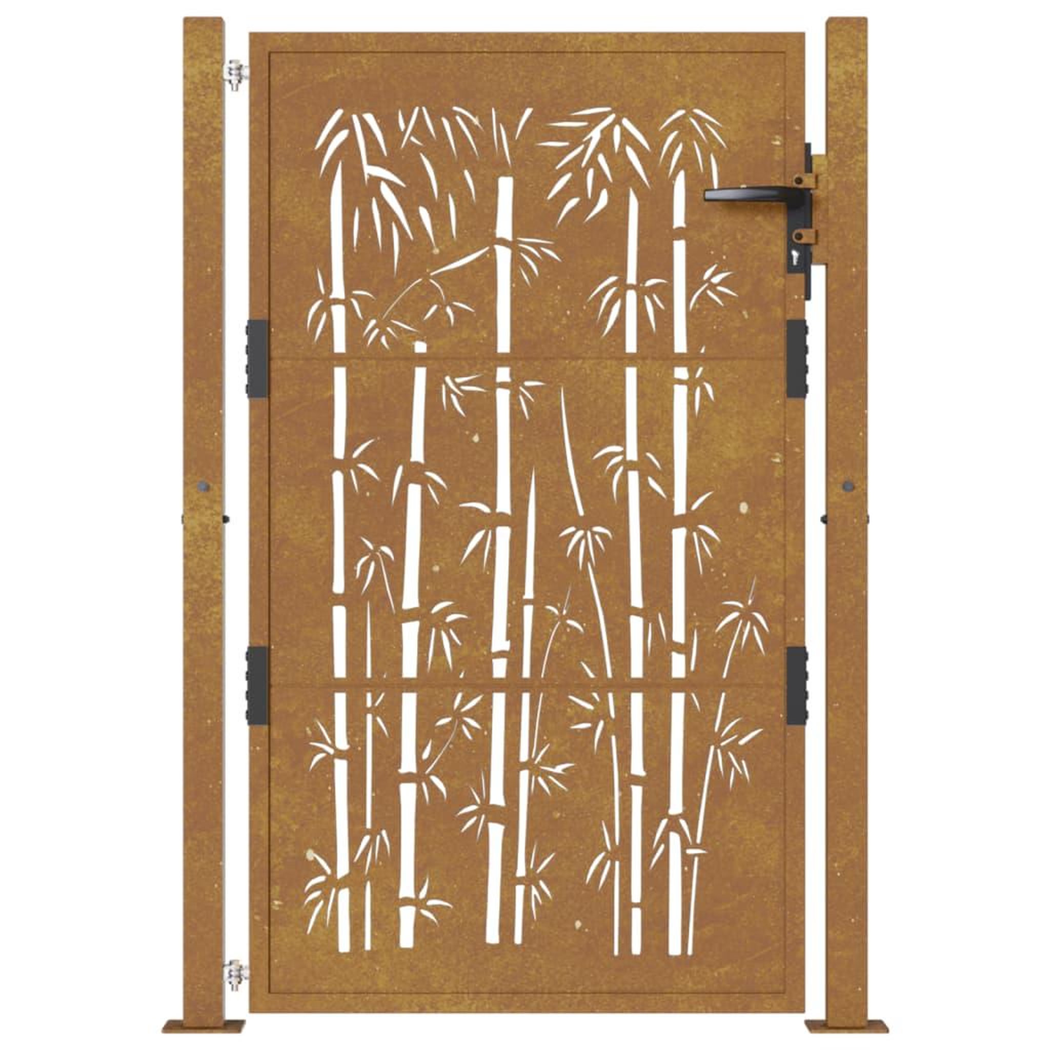 Voir la diapositive 4 : VIDAXL Portail de jardin 105x130 cm acier corten design de bambou