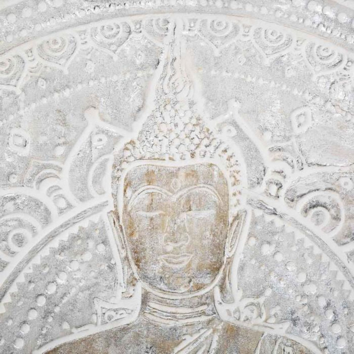 ATMOSPHERA Toile Peinte Carrée  Bouddha  78x78cm Argent