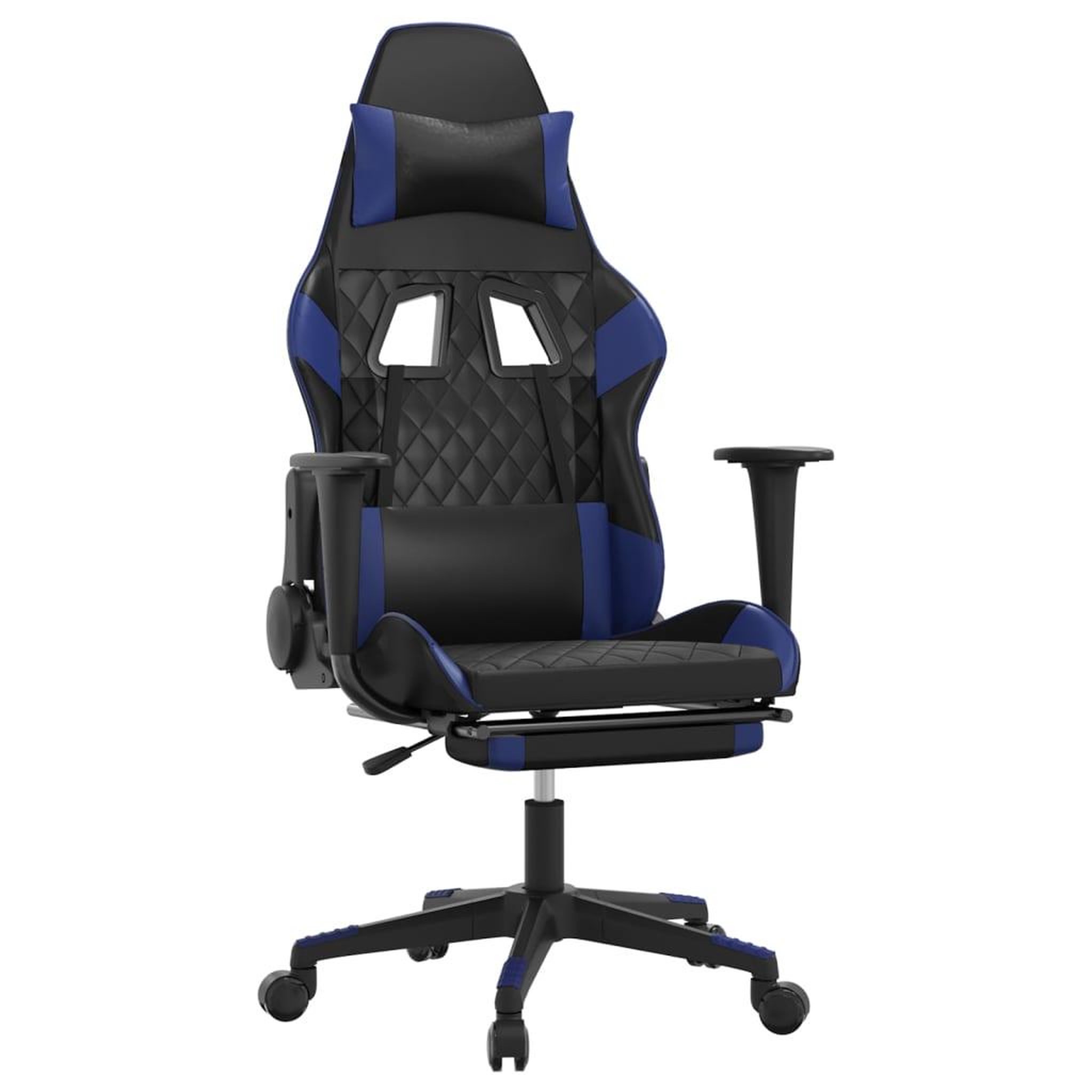 Voir la diapositive 2 : VIDAXL Chaise de jeu avec repose-pied Noir et bleu Similicuir