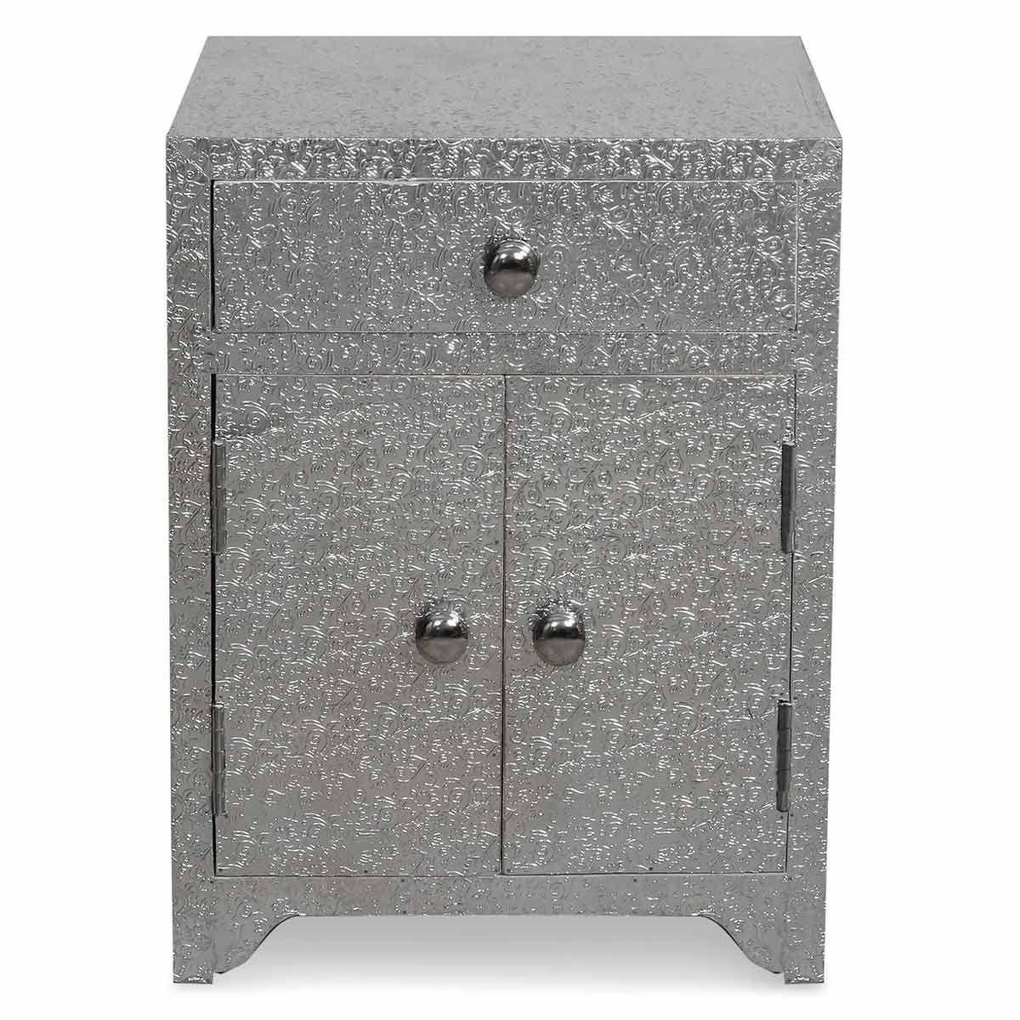 Voir la diapositive 1 : Paris Prix Table de chevet 1 tiroir  tiko  61cm argent
