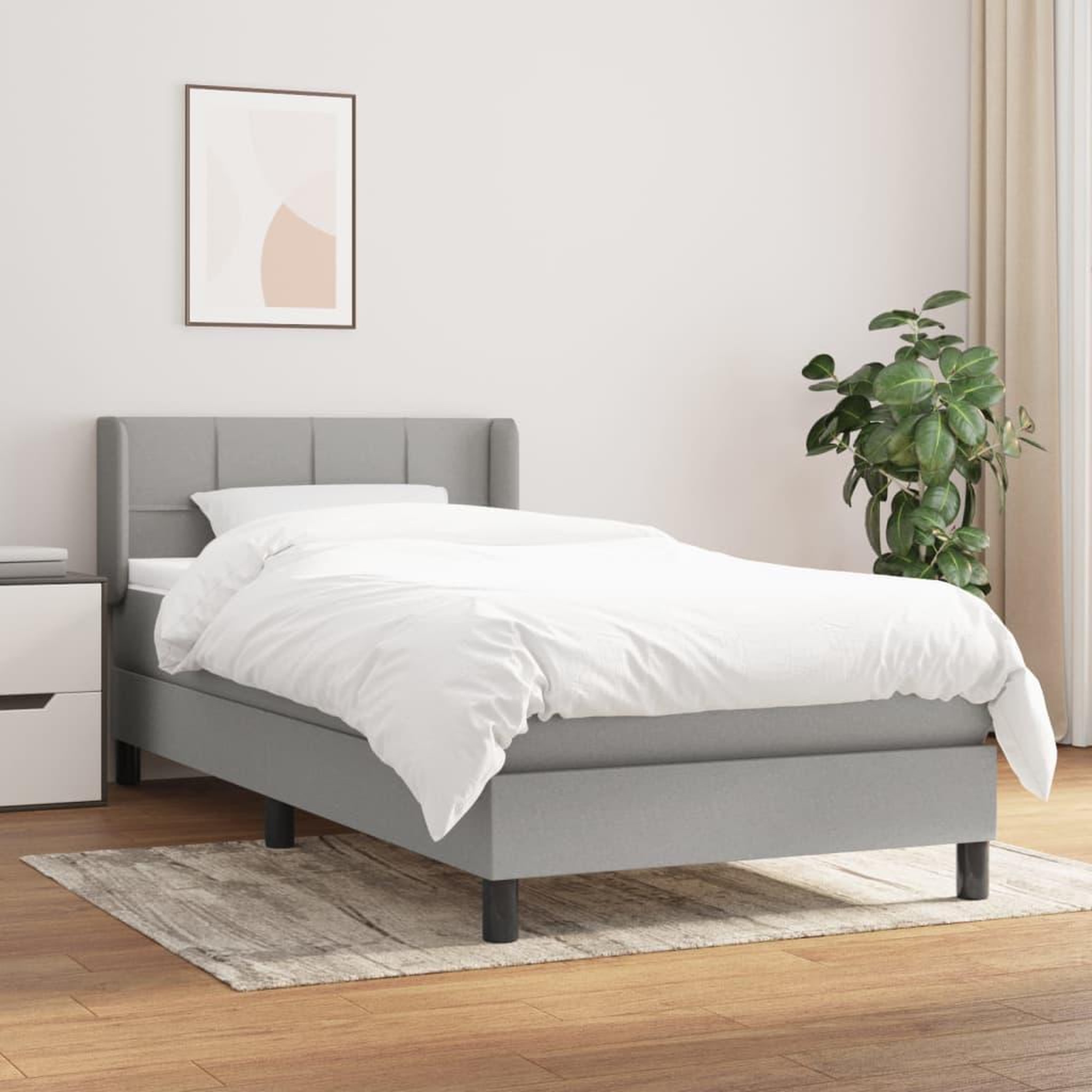 Voir la diapositive 2 : VIDAXL Sommier a lattes de lit avec matelas Gris clair 80x200 cm Tissu