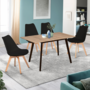 Voir la diapositive 4 : ID MARKET Table scandinave extensible rectangle INGA 4-8 personnes plateau bois pieds noirs 120-160 cm