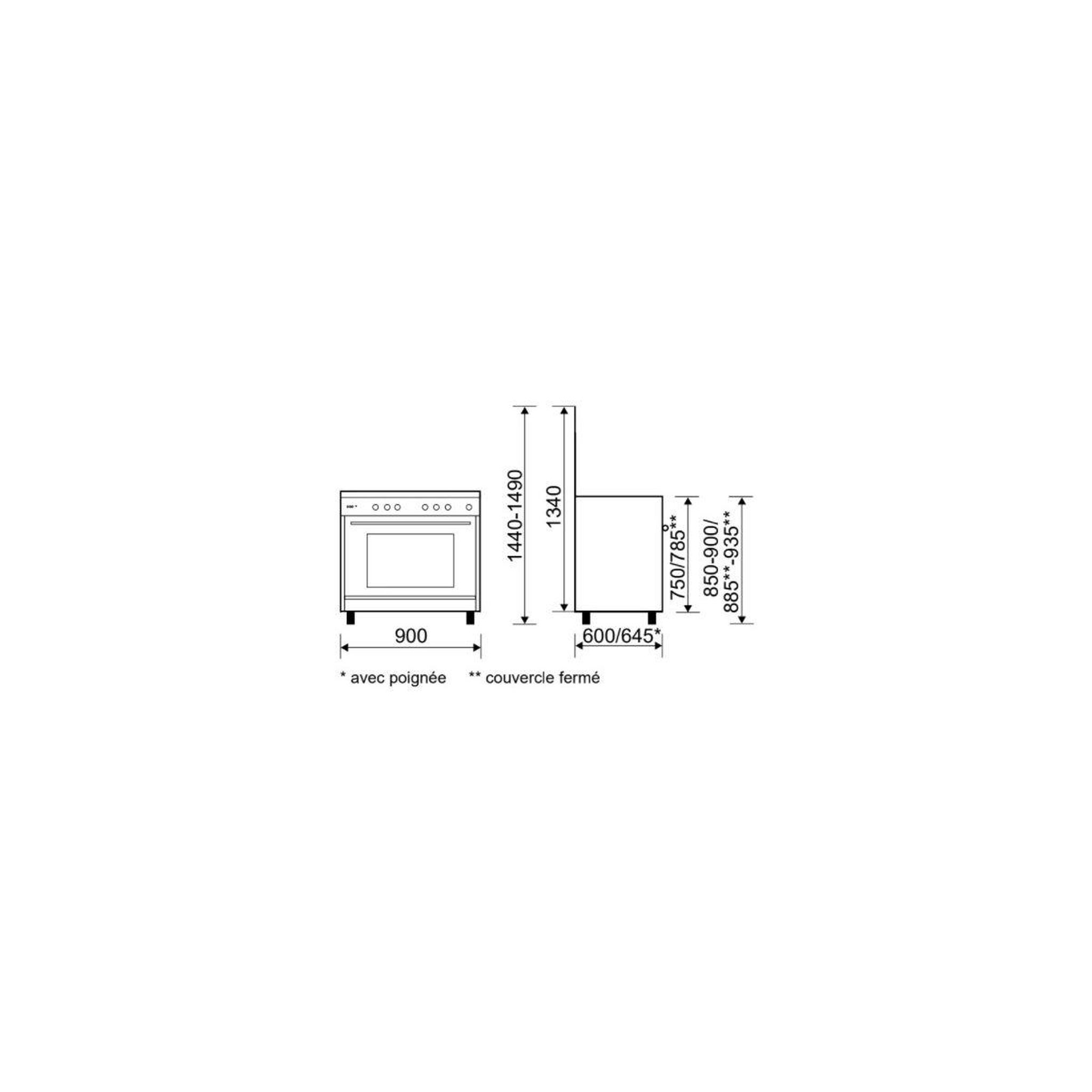 Voir la diapositive 2 : Glem Piano de cuisson gaz GA960MIX2
