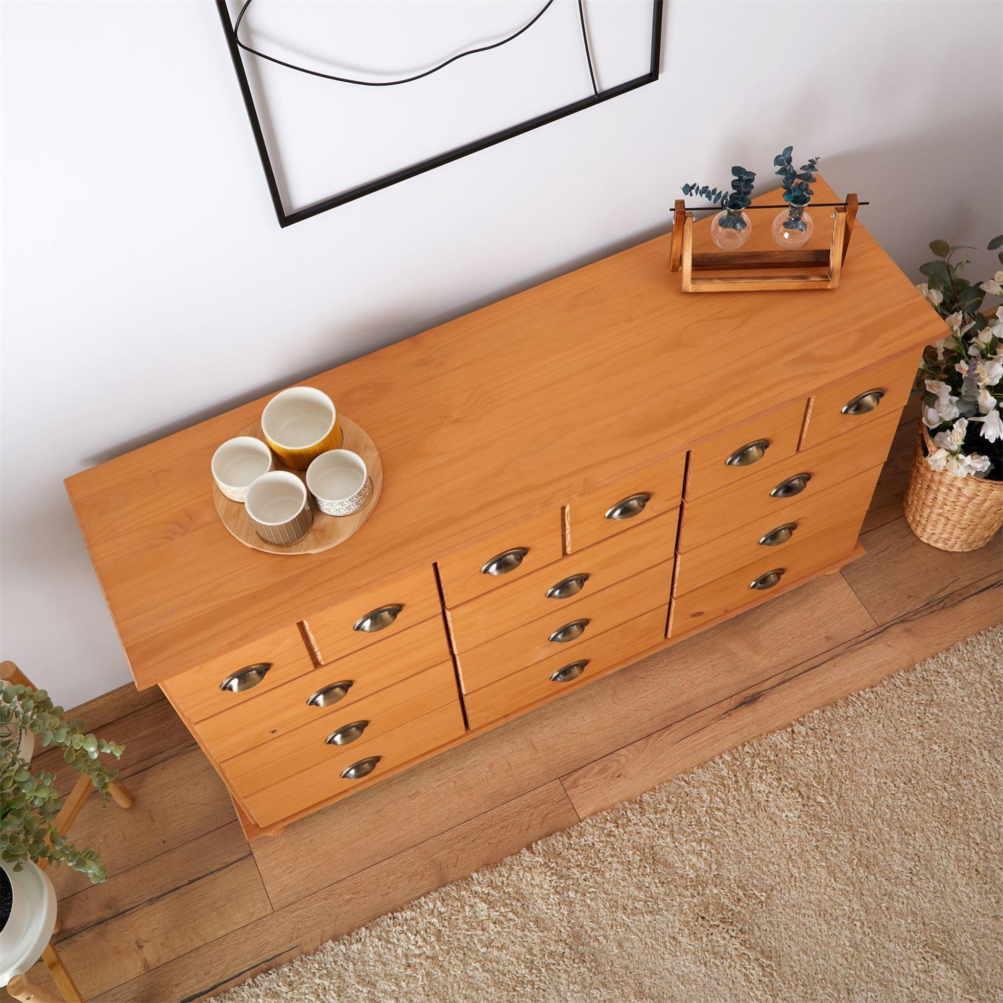 Voir la diapositive 5 : IDIMEX Commode apothicaire COLMAR en pin massif, 12 tiroirs