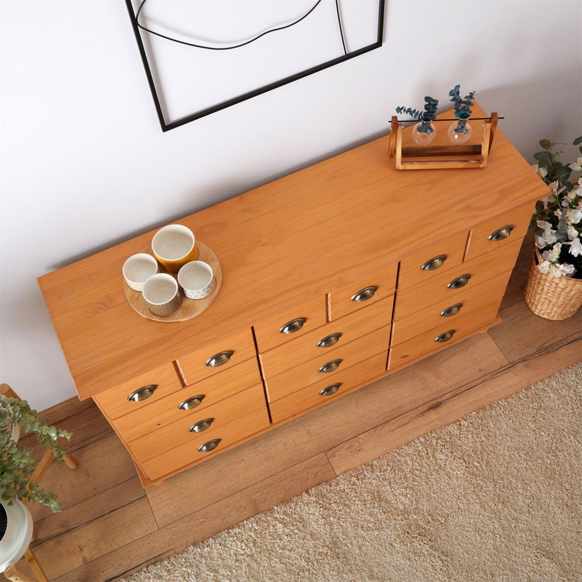 IDIMEX Commode apothicaire COLMAR en pin massif, 12 tiroirs