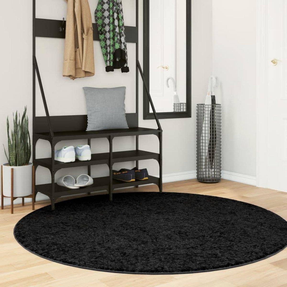 VIDAXL Tapis OVIEDO a poils courts noir Ø 160 cm