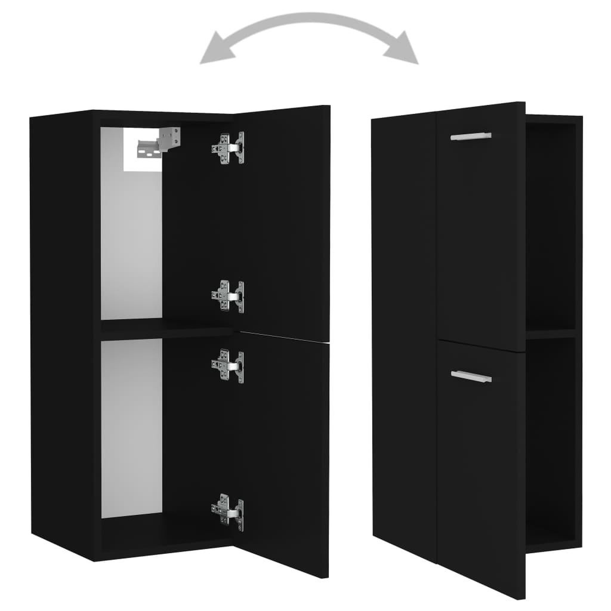 Voir la diapositive 5 : VIDAXL Armoire de salle de bain Noir 30x30x80 cm Bois d'ingenierie