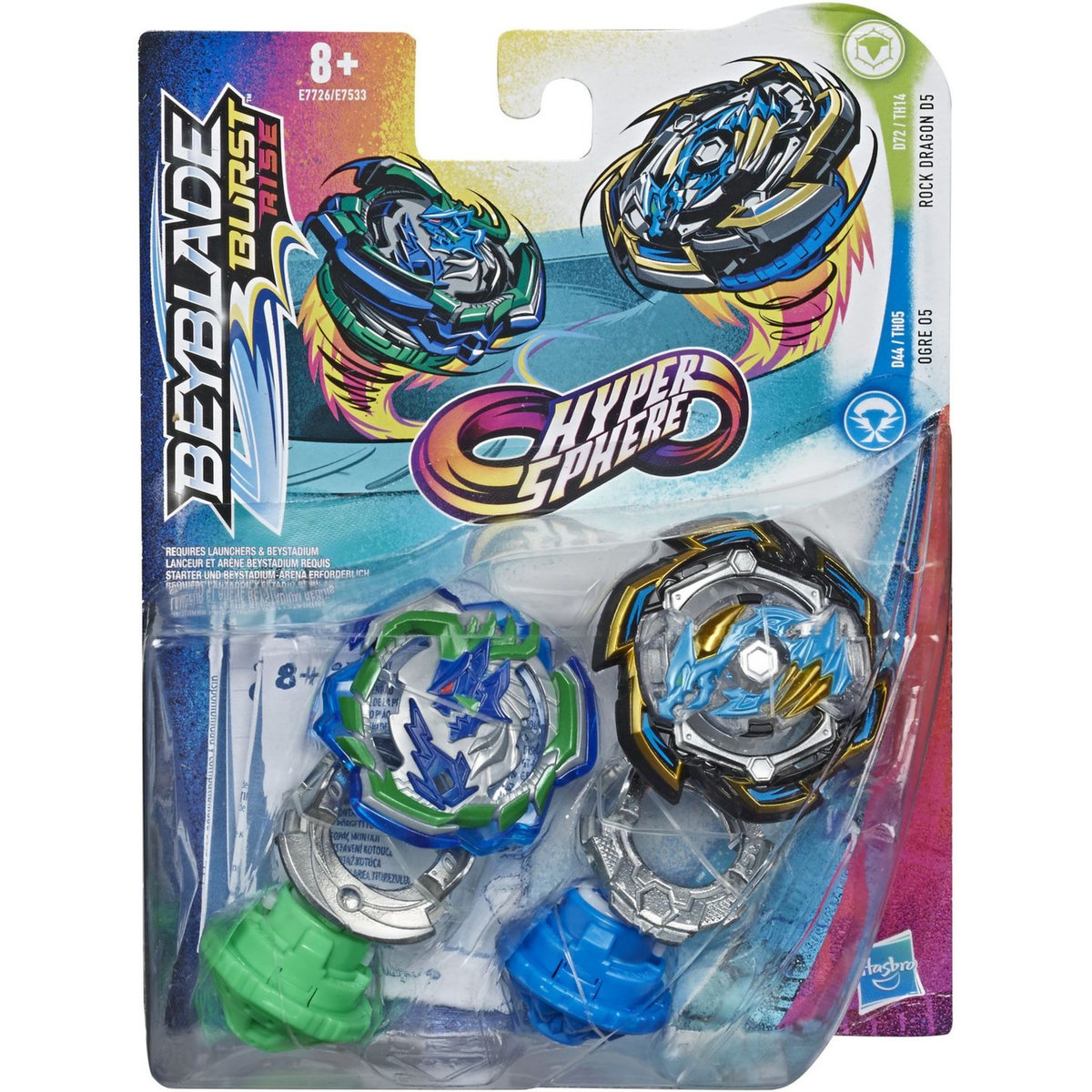 HASBRO Toupie Beyblade Burst Rise - Pack Duel Hypersphere Toupies Erase Devolos D5 et Left Astro A5