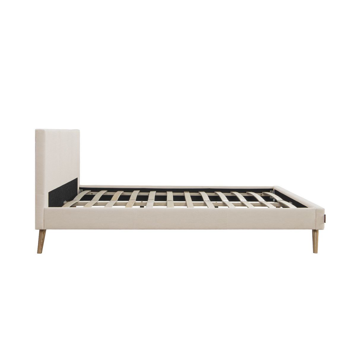 Lit adulte scandinave avec tête de lit velours cotelés 140x190 cm JULIETA