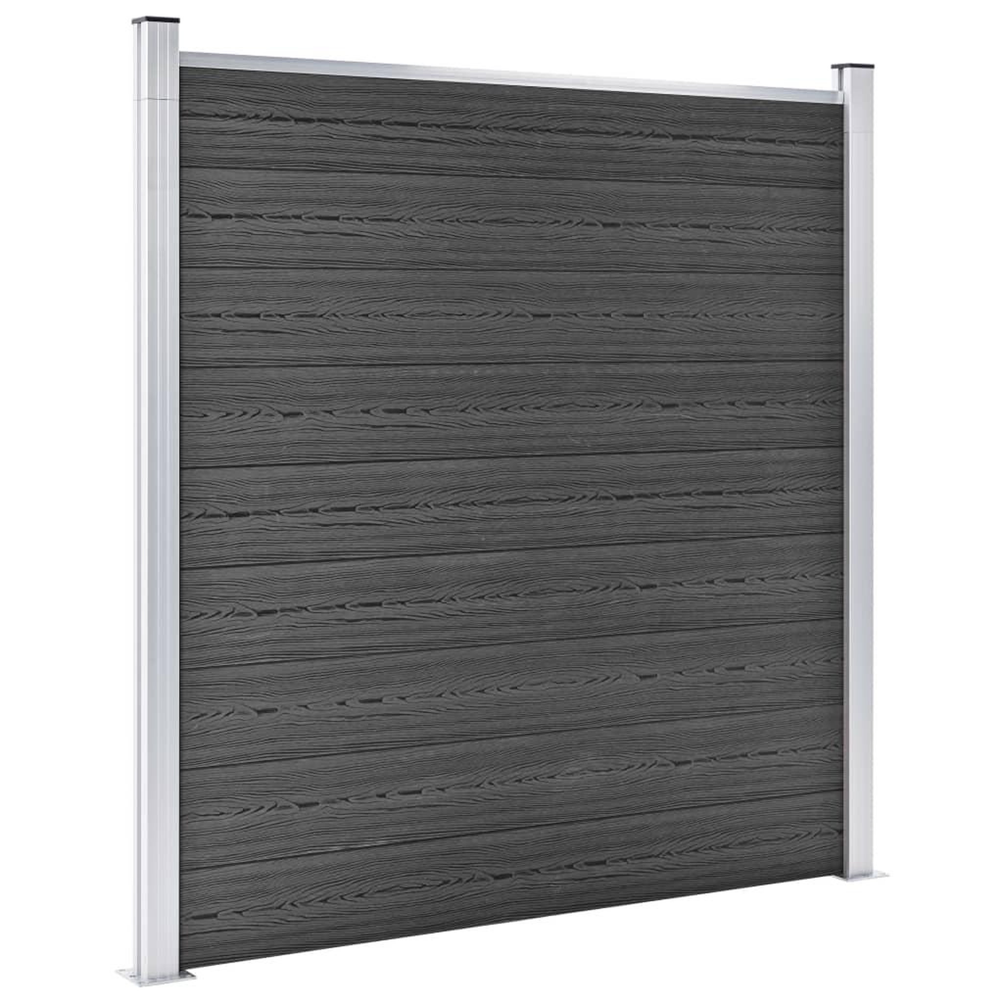 Voir la diapositive 3 : VIDAXL Ensemble de panneau de cloture WPC 1657x(105-186) cm Noir
