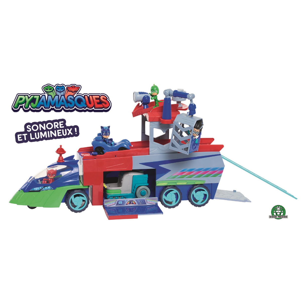 GIOCHI PREZIOSI Camion de transport sonore et lumineux avec mini véhicule et figurine - Pyjamasques