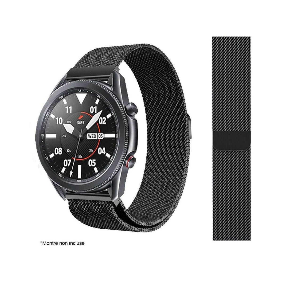 IBROZ Bracelet Samsung/Huawei 22mm Maille noir