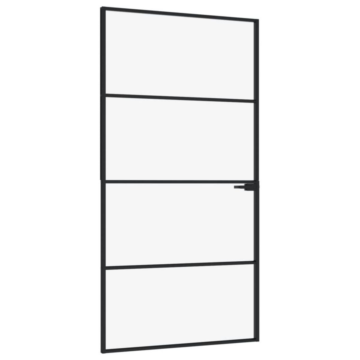 VIDAXL Porte d'interieur Noir 102x201,5 cm Trempe verre aluminium fin