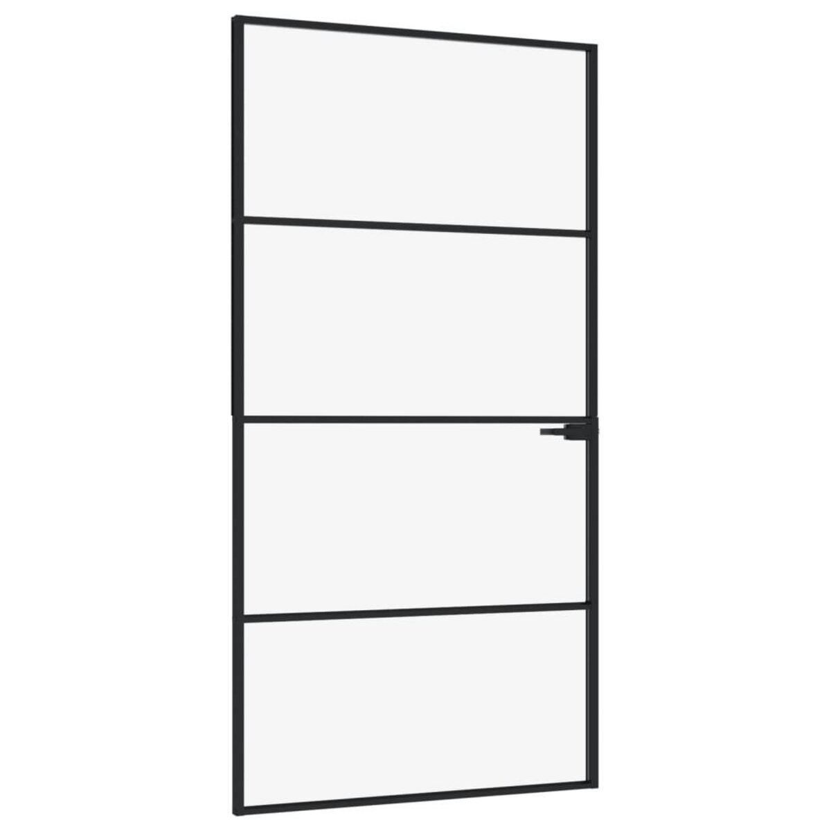 VIDAXL Porte d'interieur Noir 102x201,5 cm Trempe verre aluminium fin
