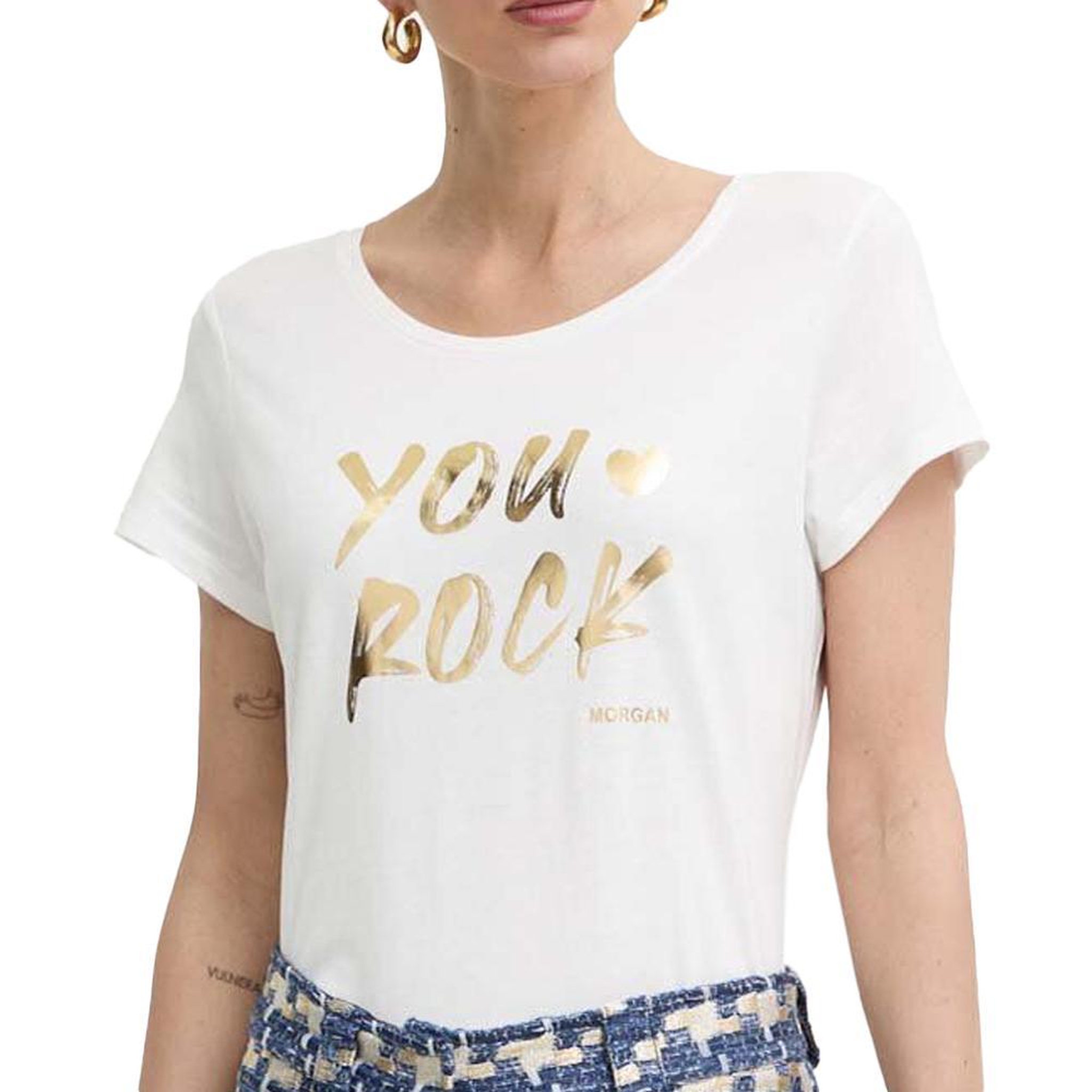 MORGAN T shirt /Doré Femme Morgan DYOU. Coloris disponibles : Blanc