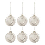 Paris Prix Lot de 6 Boules de Noël  Cœur Strass  8cm Blanc