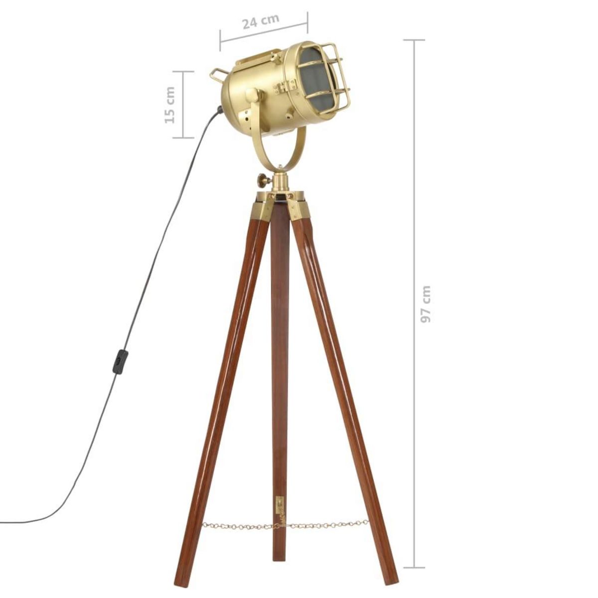 VIDAXL Lampadaire a trepied bois de manguier massif 97 cm