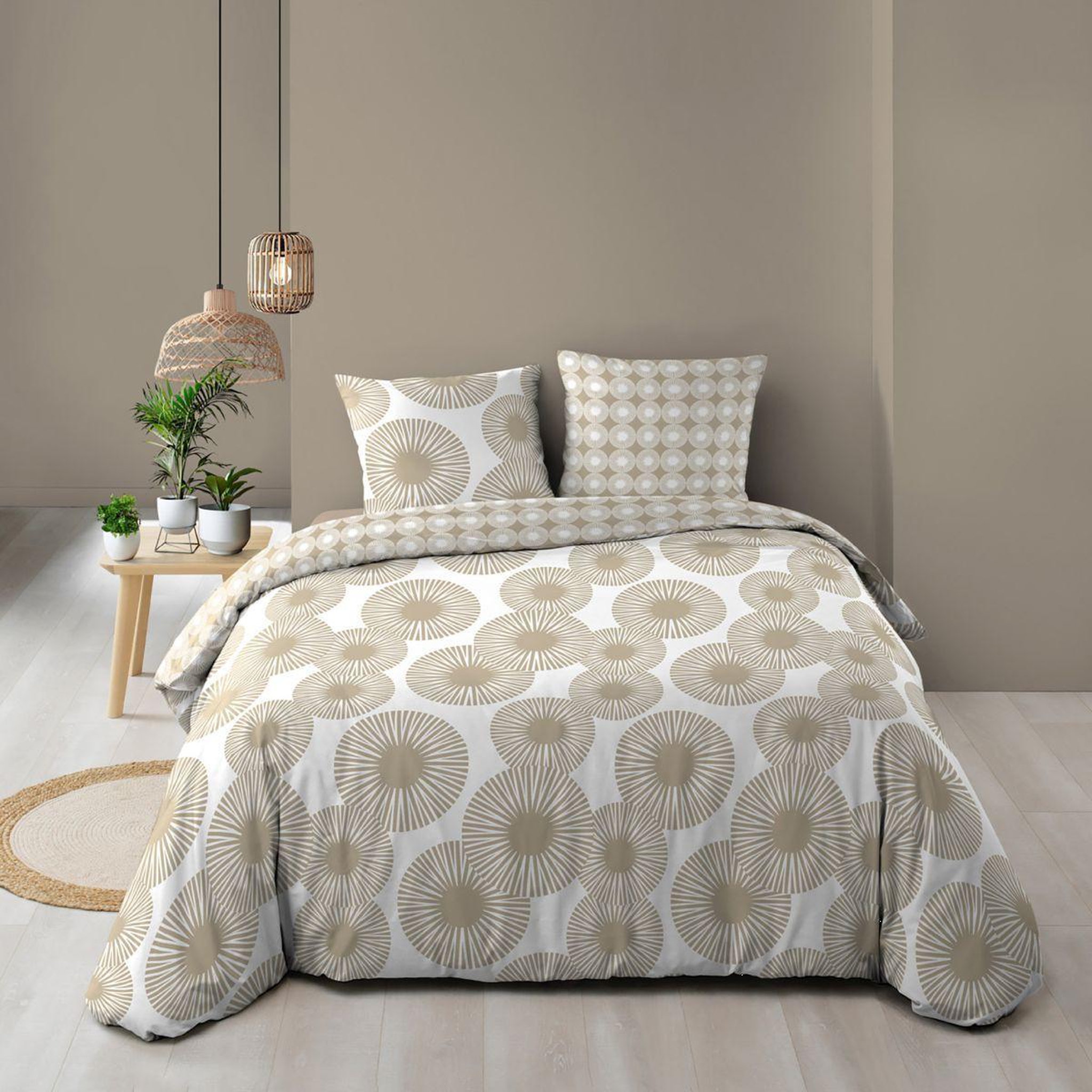 Douceur d'Intérieur Parure de lit 3 pièces  nebulla  260x240cm beige