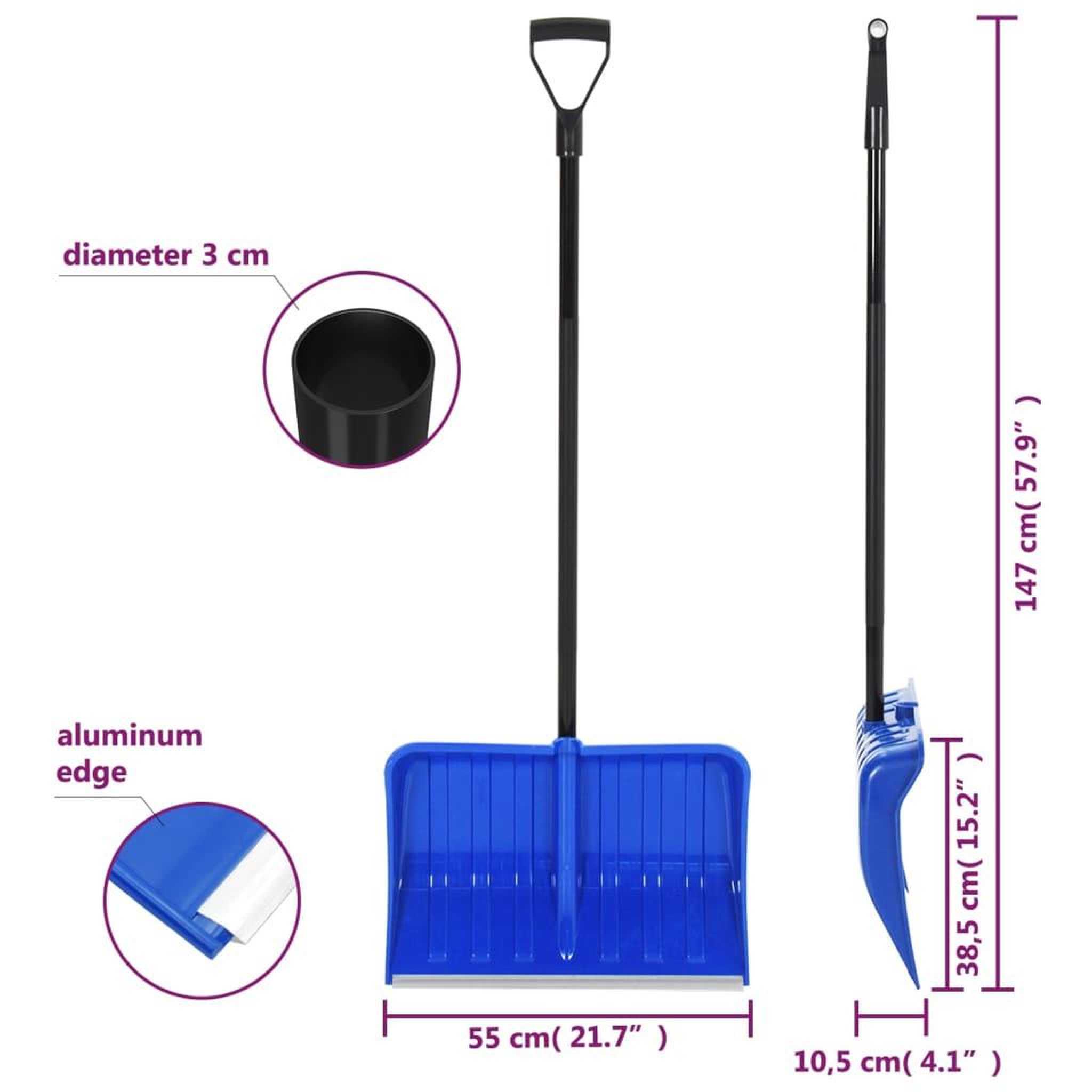 Voir la diapositive 6 : VIDAXL Pelle a neige bleu 147 cm metal