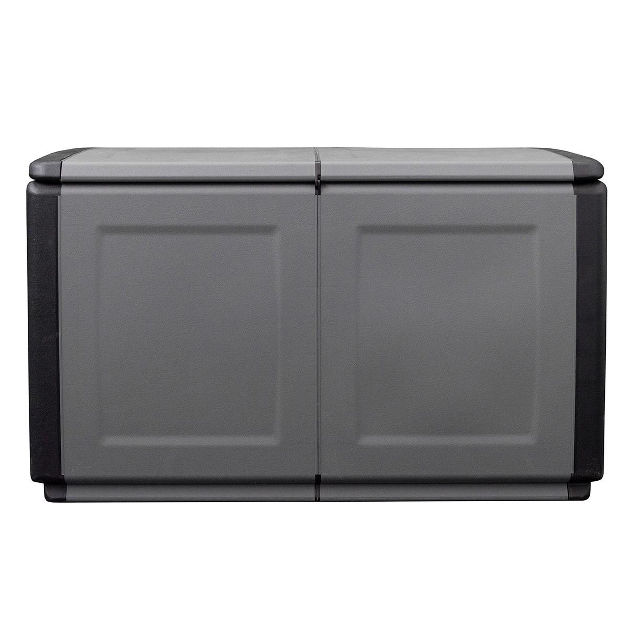 Voir la diapositive 4 : INTEC Coffre de rangement 230L Coffre de Jardin Gris/Noir 96 x 53 x H57cm Poignées de transport polypropylène INTEC