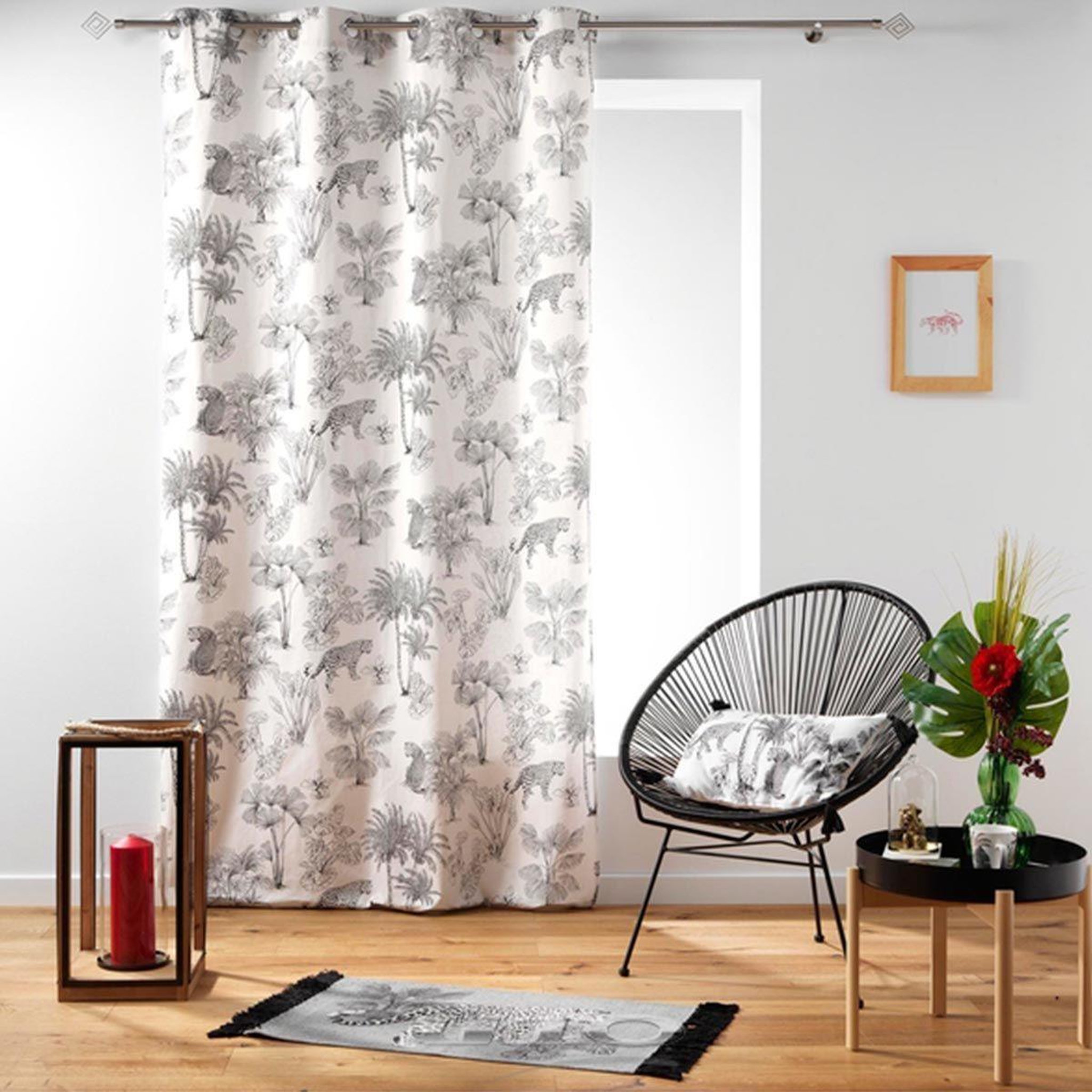 Voir la diapositive 2 : Douceur d'Intérieur Tapis imprimé à franges  cocoleo  50x80cm gris