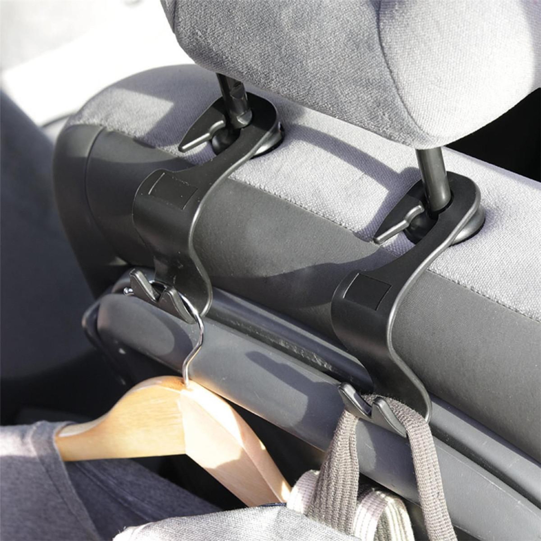 Voir la diapositive 4 : Je cherche une idee Lot de 2 crochets de rangement  voiture  8cm noir