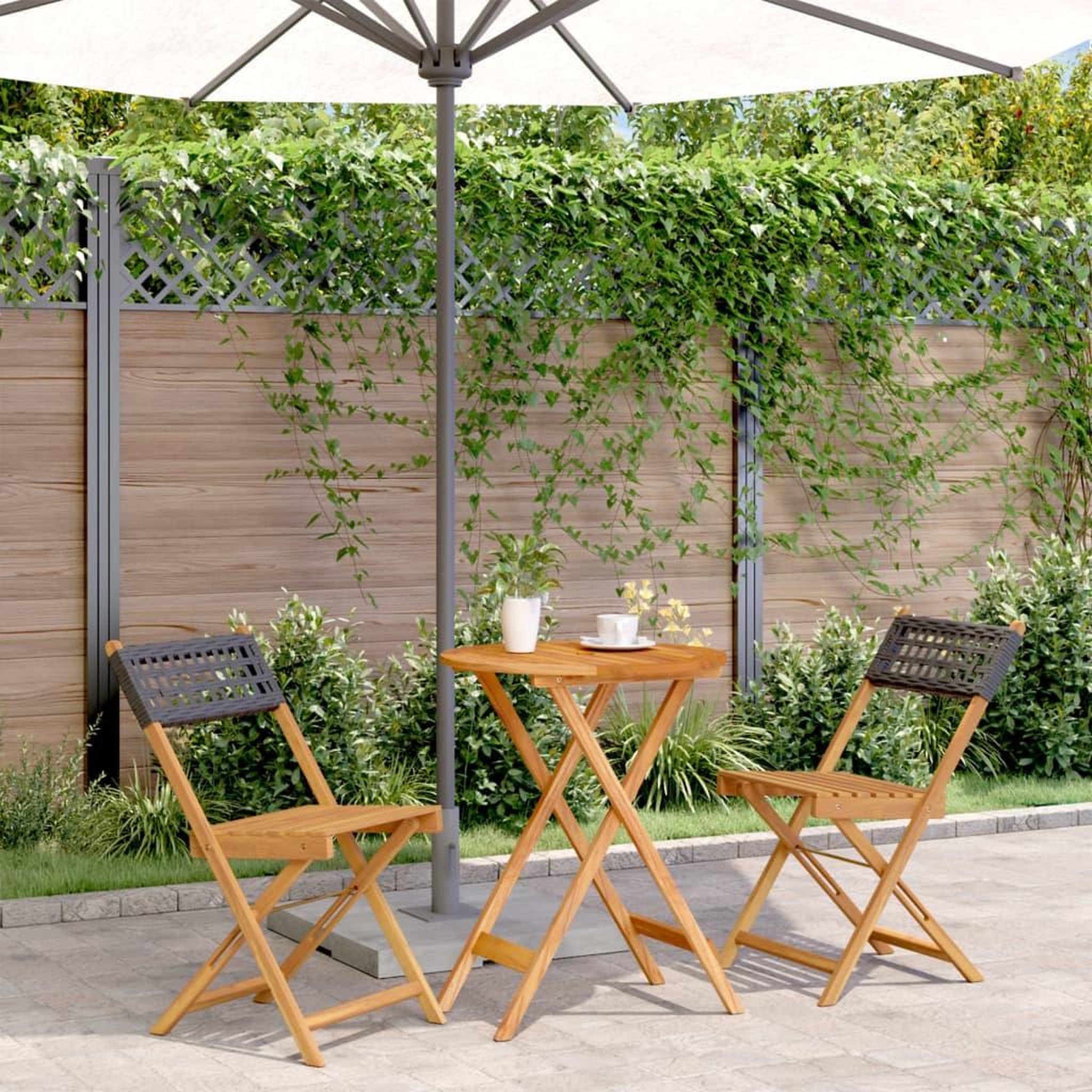 VIDAXL Ensemble de bistro 3 pcs noir resine tressee et bois massif