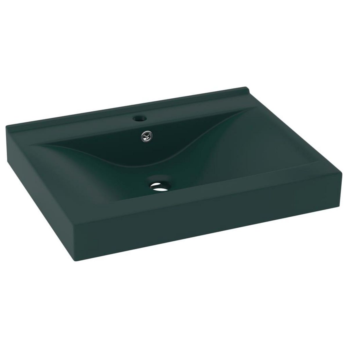 VIDAXL Lavabo avec trou de robinet Vert fonce mat 60x46 cm Ceramique
