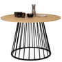 Voir la diapositive 1 : ID MARKET Table à manger ronde YUNA 6 personnes plateau bois et pied filaire en métal noir 110 cm