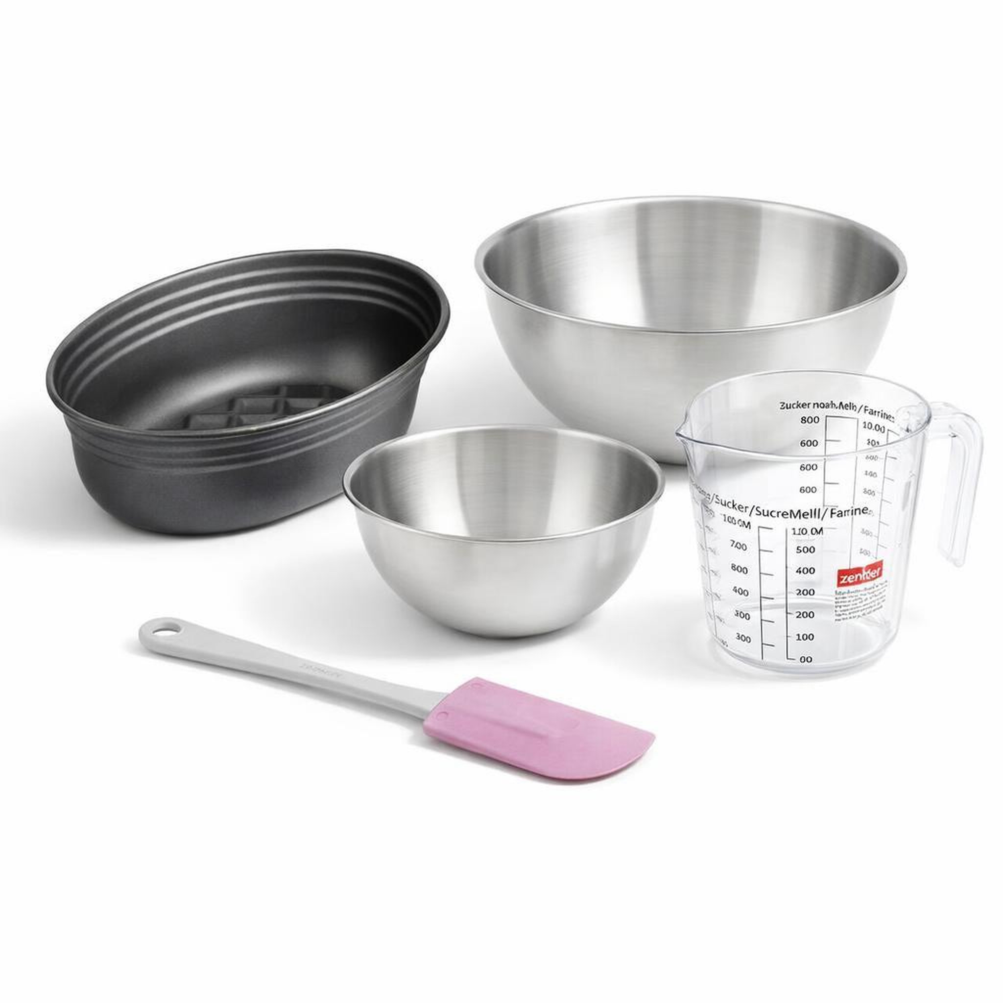 ZENKER Set de 5 ustensiles de pâtisserie moule à gâteaux bols spatule et verre doseur black metallic black mettallic zenker  black mettallic