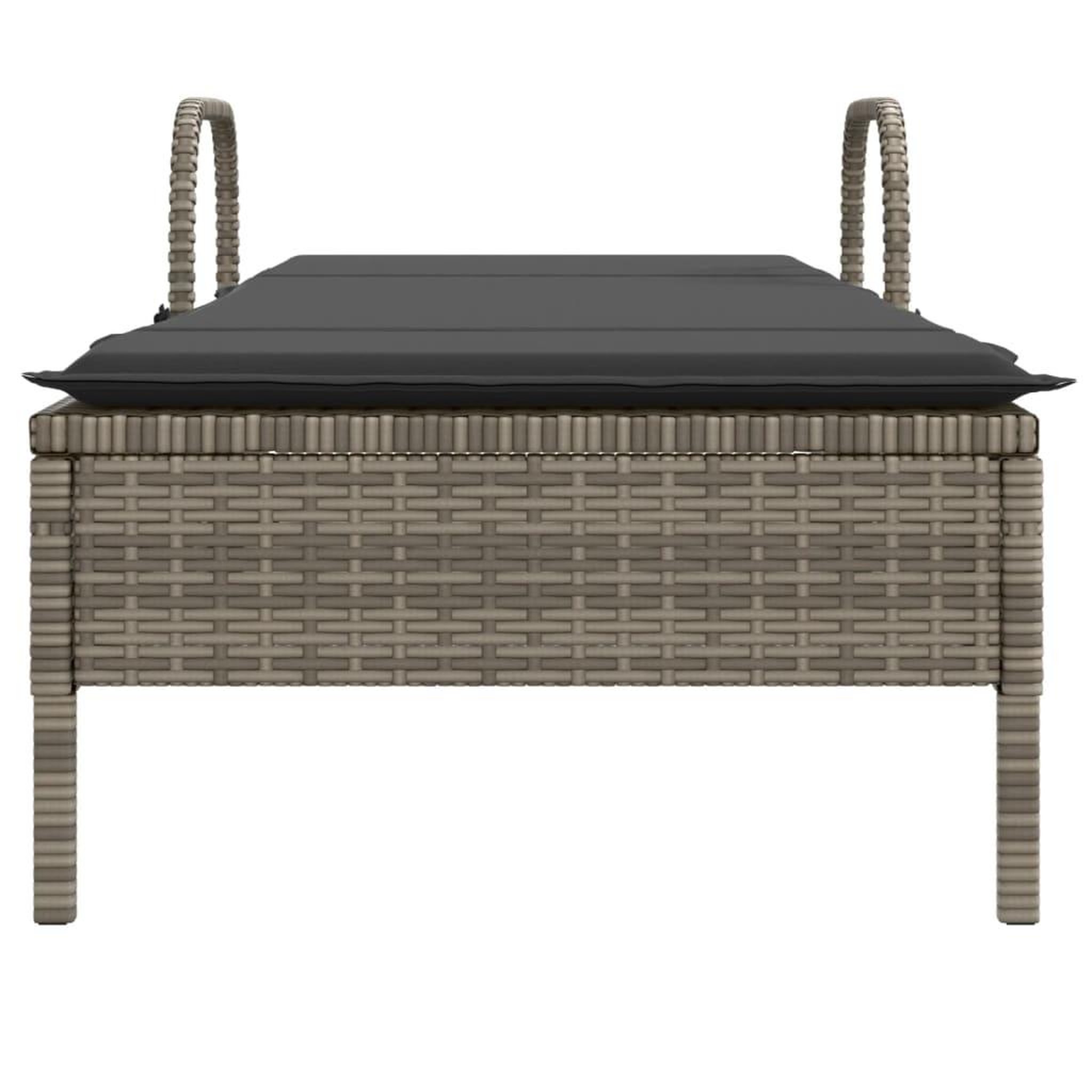Voir la diapositive 4 : VIDAXL Chaise longue avec roues et coussin gris resine tressee