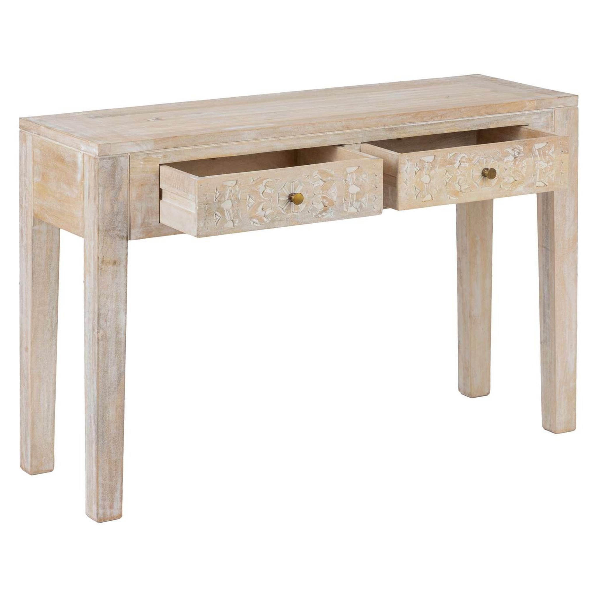 Voir la diapositive 3 : ATMOSPHERA Console 2 tiroirs en bois massif shirel - beige