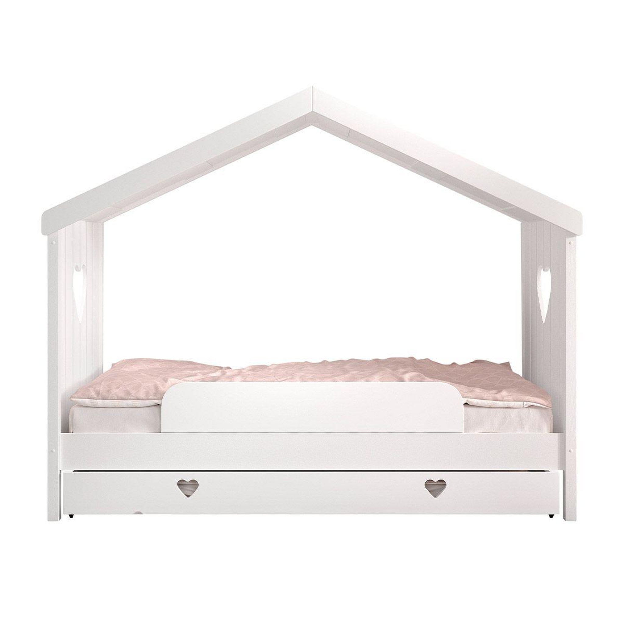 Paris Prix Lit gigogne cabane enfant ouvert & barrière  amori  90x200cm blanc