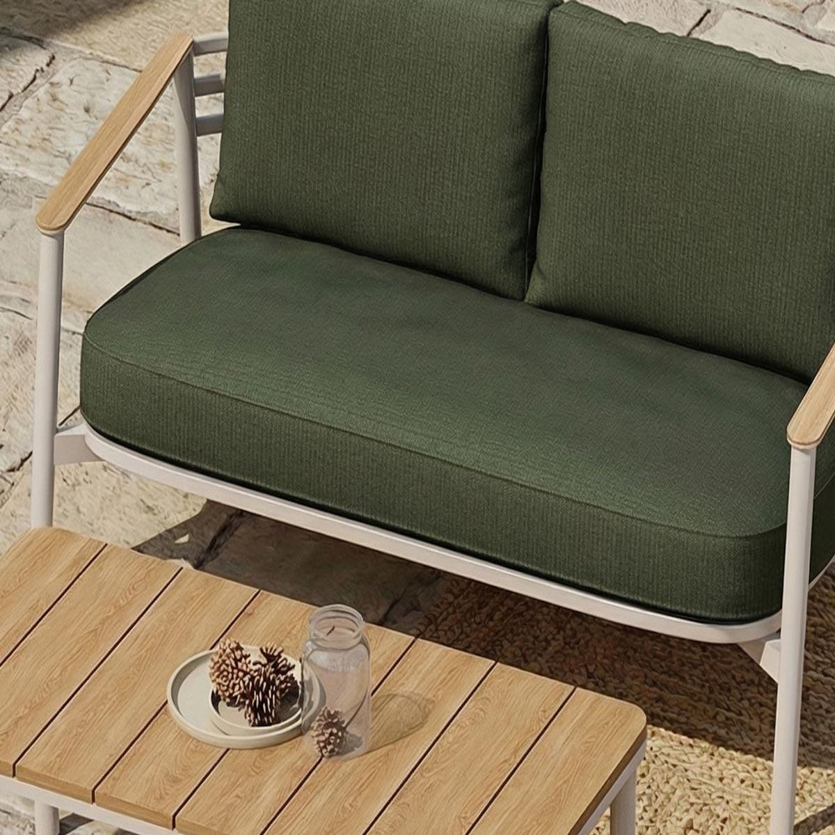 JARDIDECO Salon de jardin Dekoa en alu et pin - 4 places - Jardideco