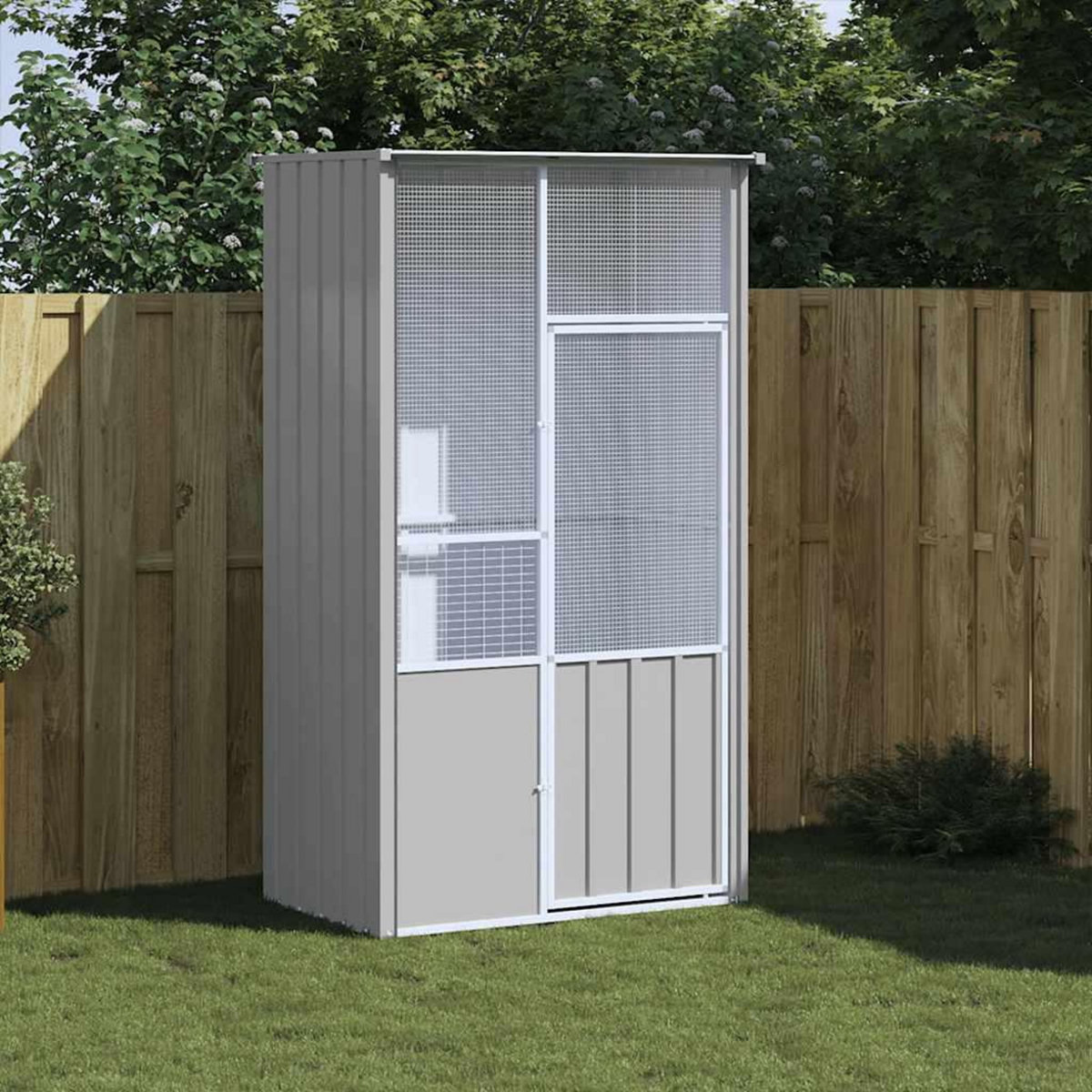 VIDAXL Cage a oiseaux gris 115x78x200 cm acier galvanise