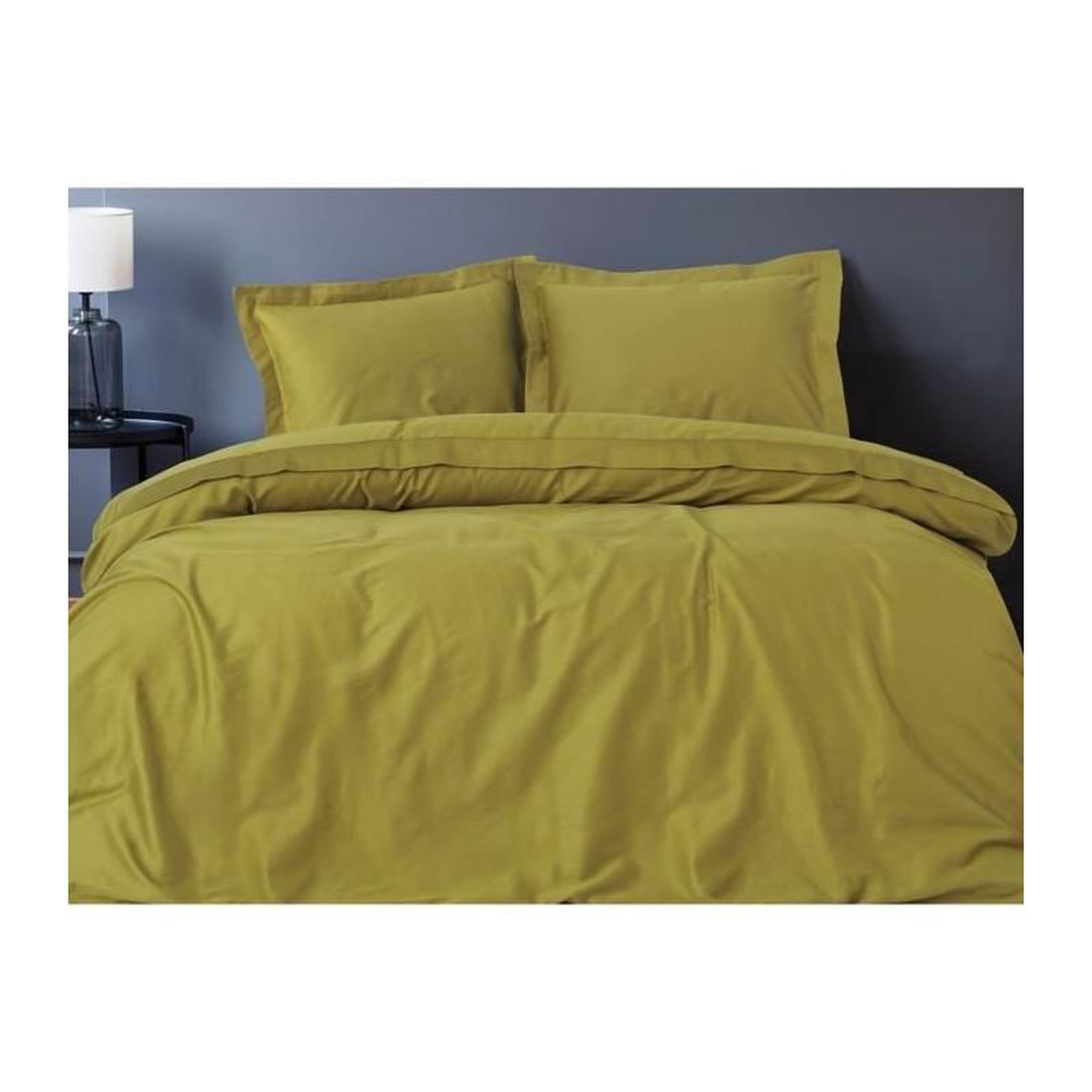 Voir la diapositive 4 : GENERIQUE Parure de lit - 129CTN63973 - 1 housse de couette 220 x 240 cm + 2 taies d'oreiller 60 x 60 cm - Satiné 100% coton - Vert