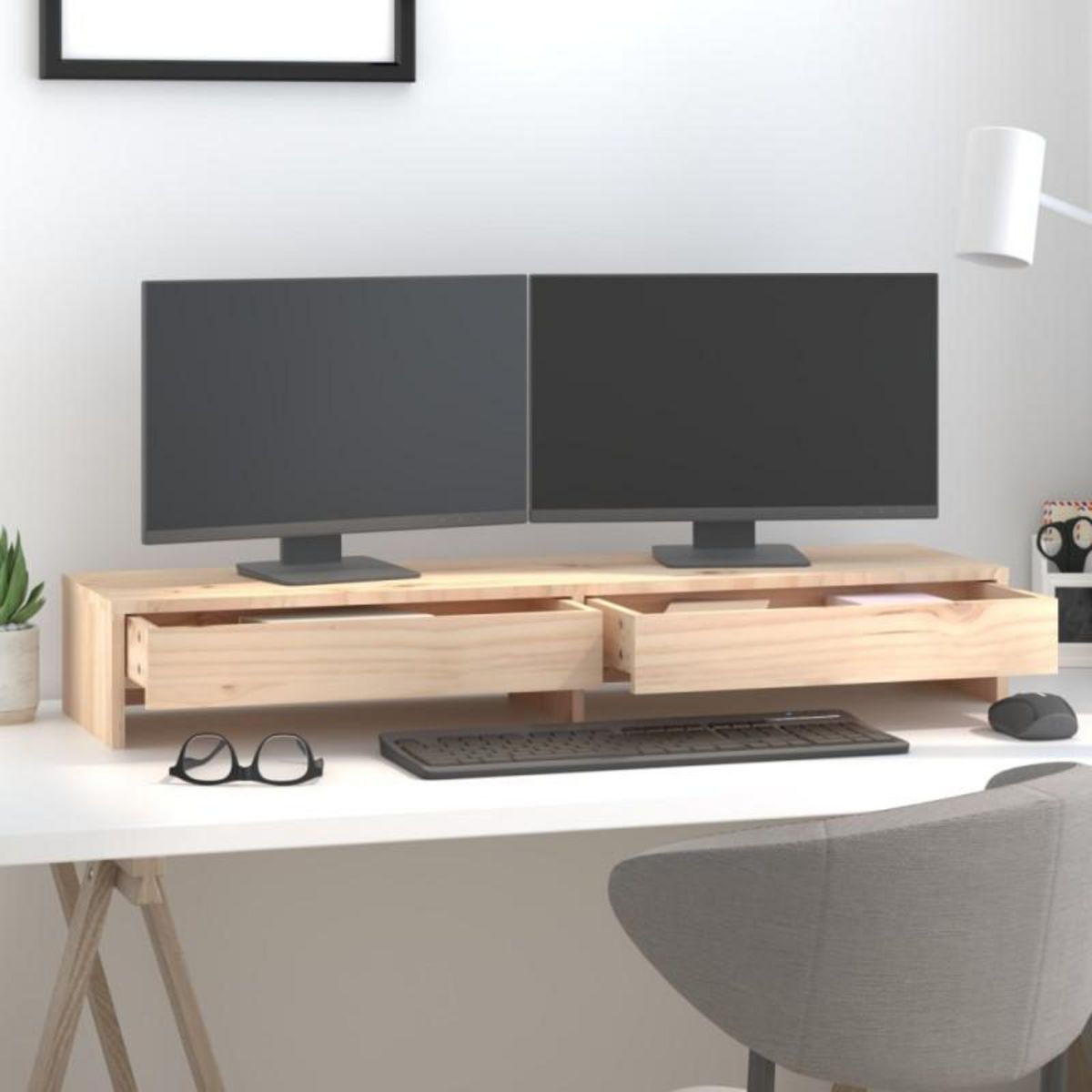 VIDAXL Support pour moniteur 100x27x15 cm Bois de pin solide